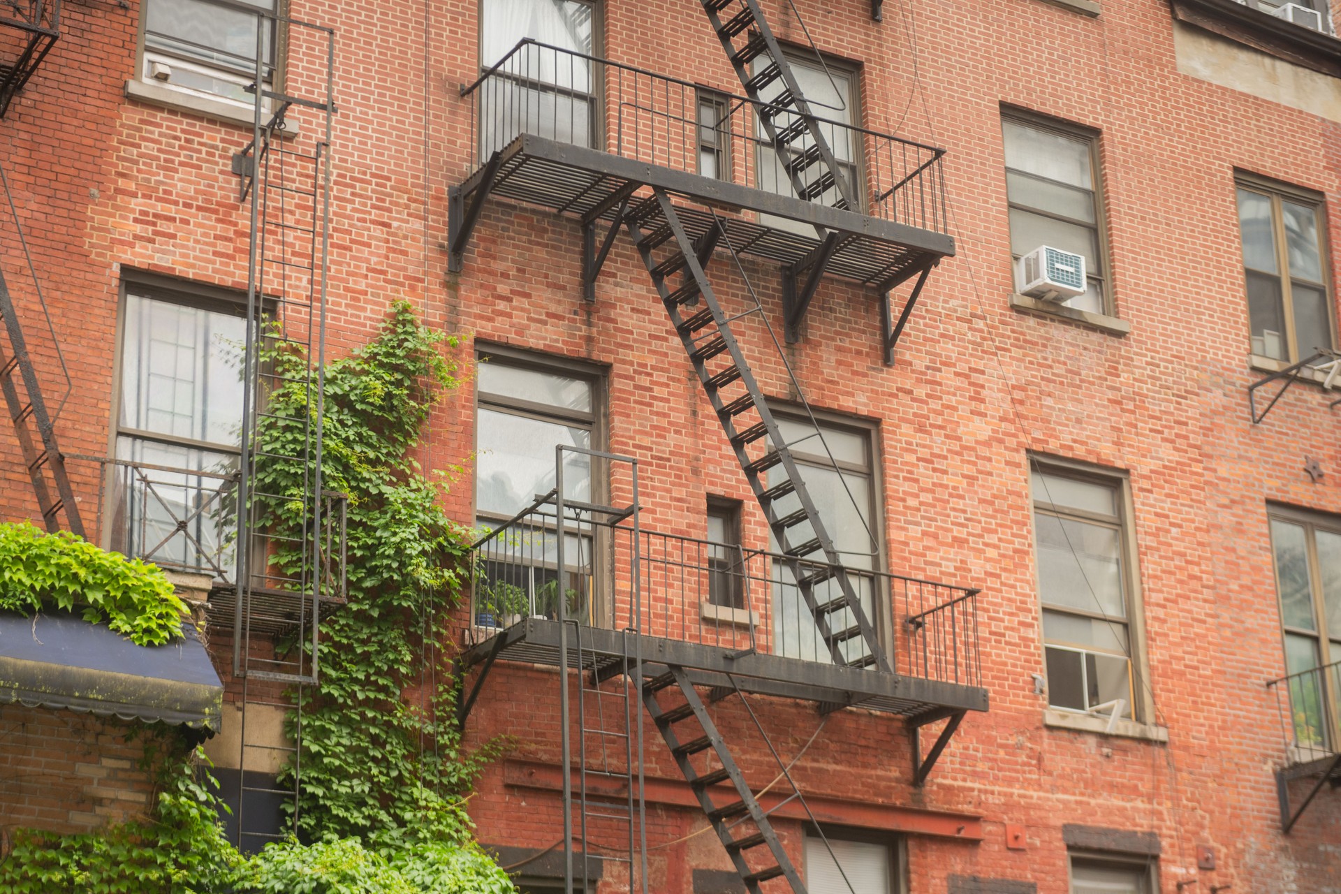 Fire Escape on Brick Building in New York City